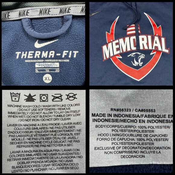 Nike Men’s Therma-Fit Hoodie Memorial Panther Collins Sz XL Navy Blue Activewear - Picture 6 of 9